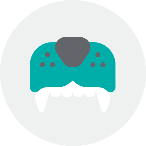 Green game controller with two buttons and white grips.
