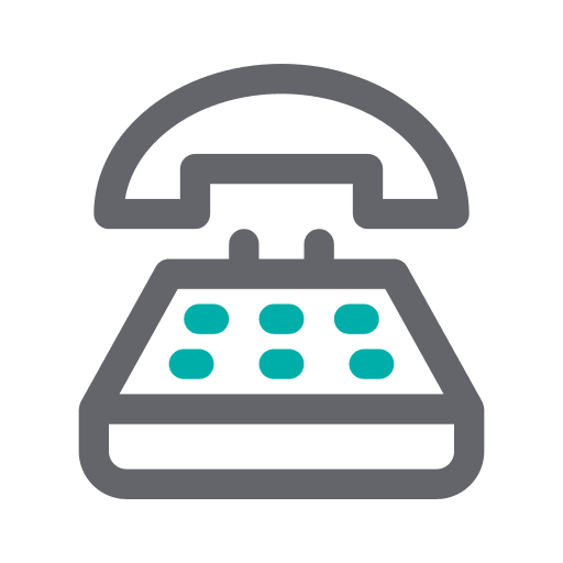 Icon of a vintage telephone with a rounded handset and keypad.