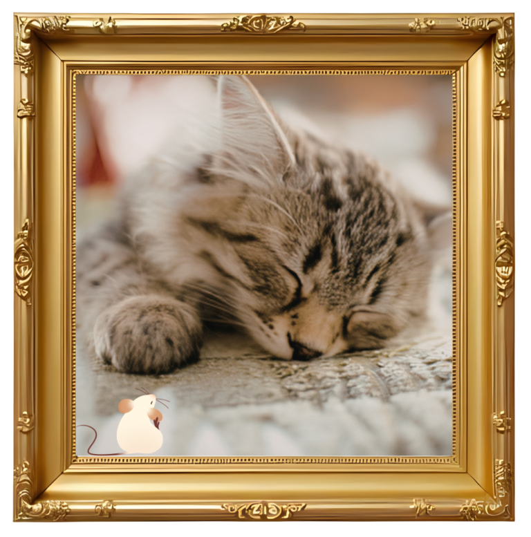 A framed photo of a sleeping cat for Westside Veterinary Hospital in Marietta, GA